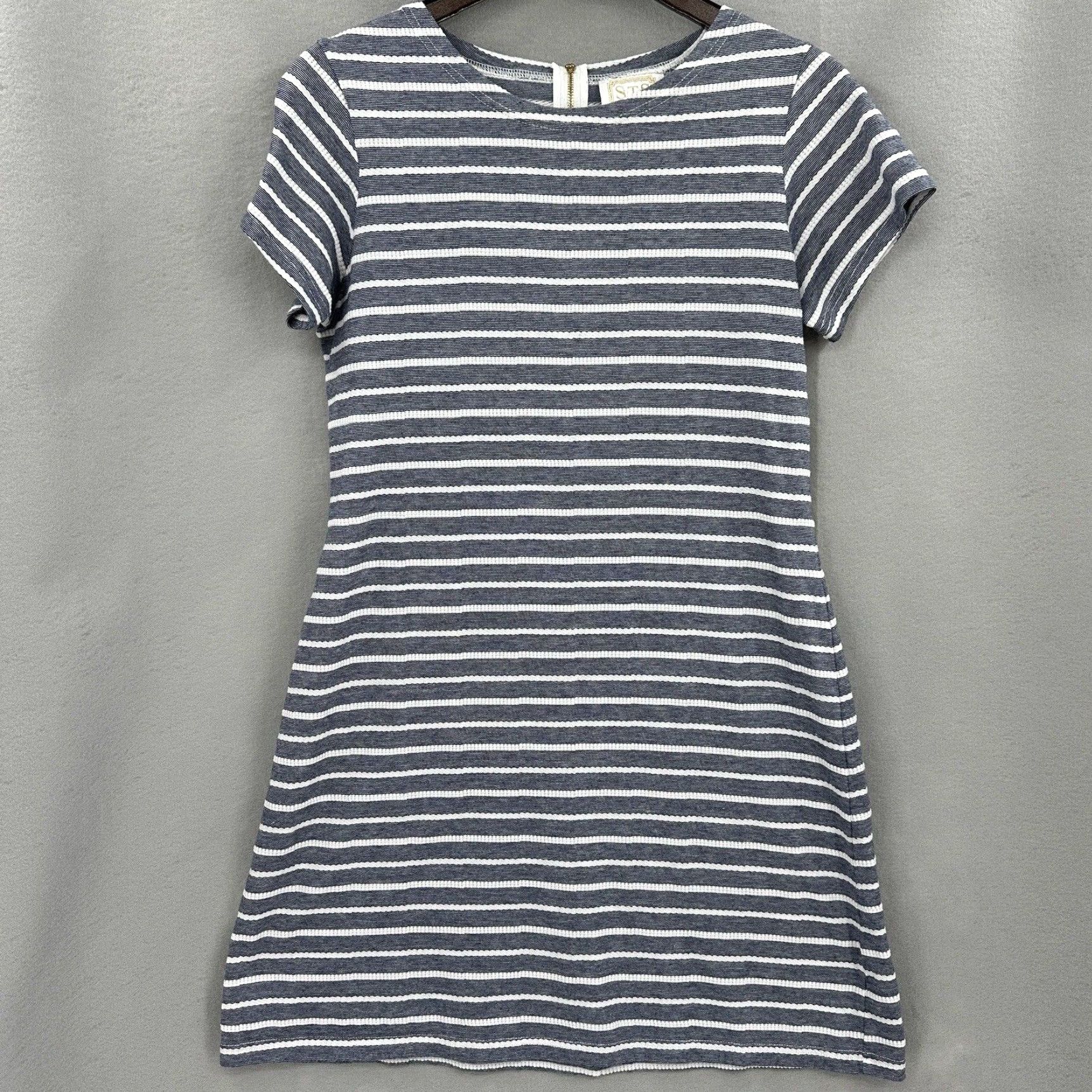 Nautica Sail to Sable Dress Womens L Striped Nautical Knit Cotton A-Line Mini Sleeveless Zipper Navy Blue Nike? Size L / US 10 / IT 46 - 2 Thumbnail