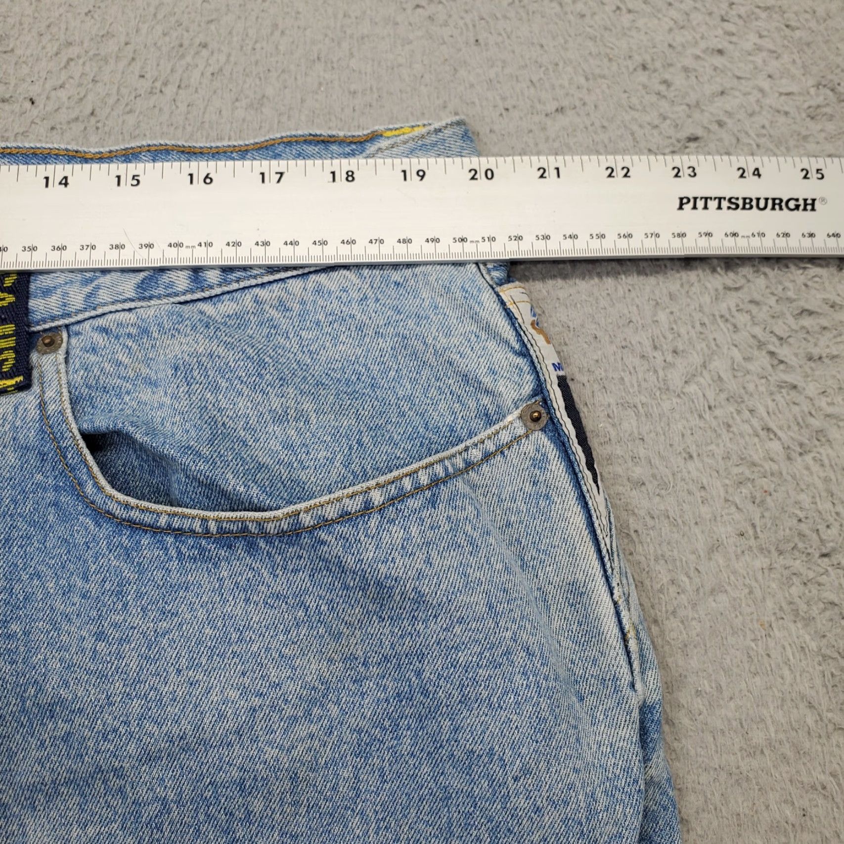 Vintage Mecca Mens Jeans Blue Denim High Rise Light Wash Cropped 42 Baggy Button Fly Vintage No N/A Size US 42 / EU 58 - 4 Thumbnail