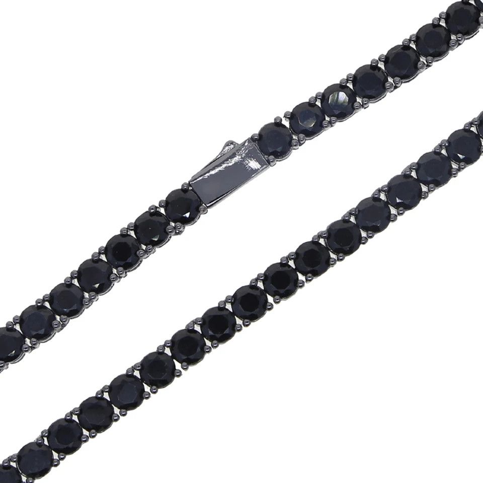 Jewelry Black Cubic 5mm Stone Link Necklace Size ONE SIZE - 5 Thumbnail