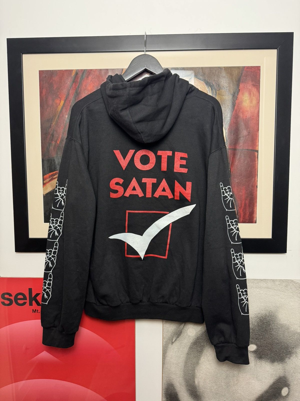 Vintage Vintage 90s Marilyn Manson Hoodie Vote Satan 666 Band Death Size US L / EU 52-54 / 3 - 2 Thumbnail