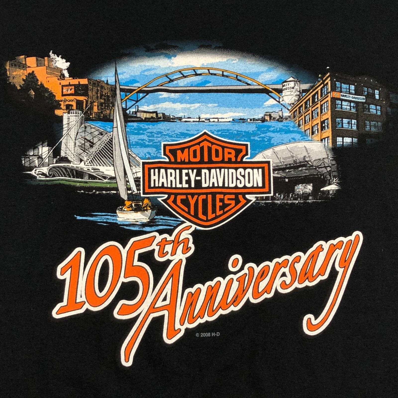 Harley Davidson × Vintage 2008 Harley Davidson 105th Anniversary Milwaukee Tee 3XL Size US XXL / EU 58 / 5 - 2 Thumbnail