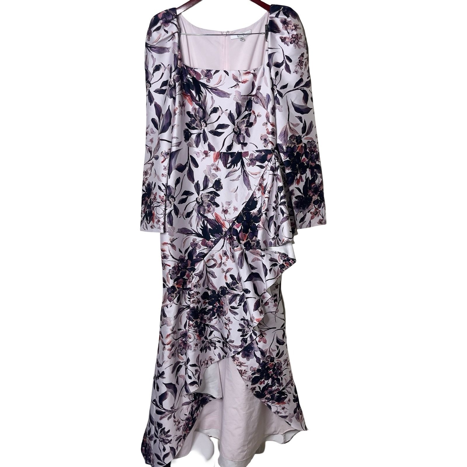 Badgley Mischka Badgley Mischka Floral Jacquard Print Flounce Hem Gown sz 10 Size L / US 10 / IT 46 - 2 Thumbnail