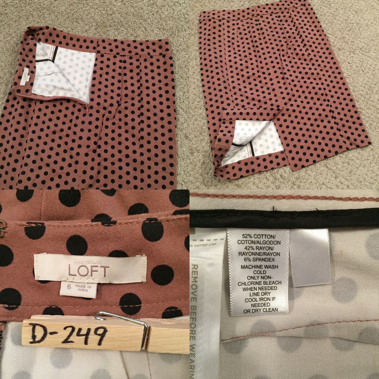 Loft LOFT Skirt Pencil Unlined 6 Pink Black Polka Dot Cotton Blend Knee Length Women Regular Straight & Style Gender: Womens End: Womens Size 28" / US 6 / IT 42 - 8 Thumbnail