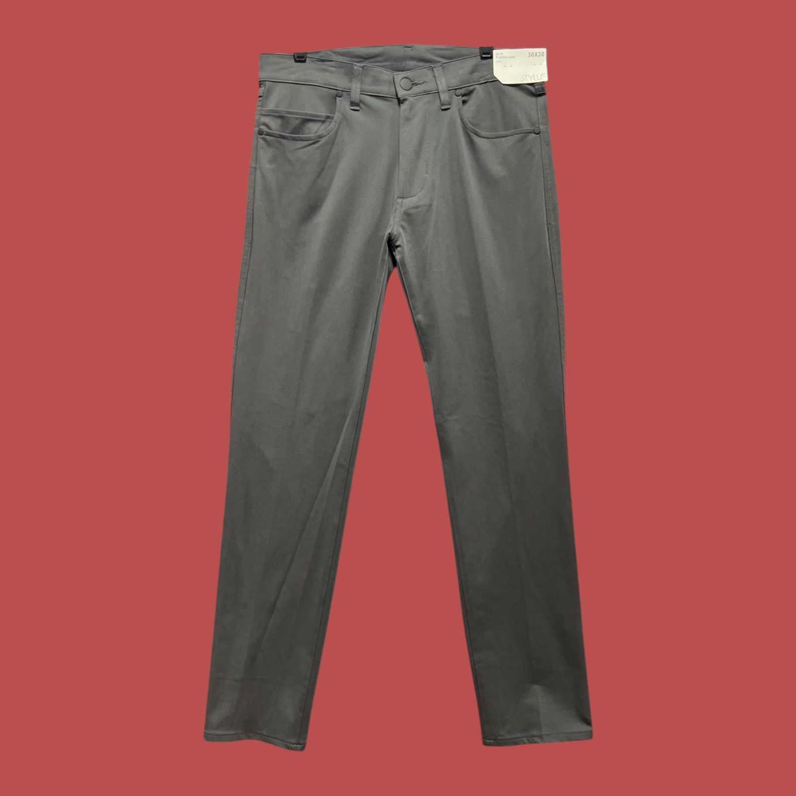 Other Stylus - 5 Pockets Men's Slim Fit Flat Front Pants - Gray - Size US 30 / EU 46 - 3 Thumbnail