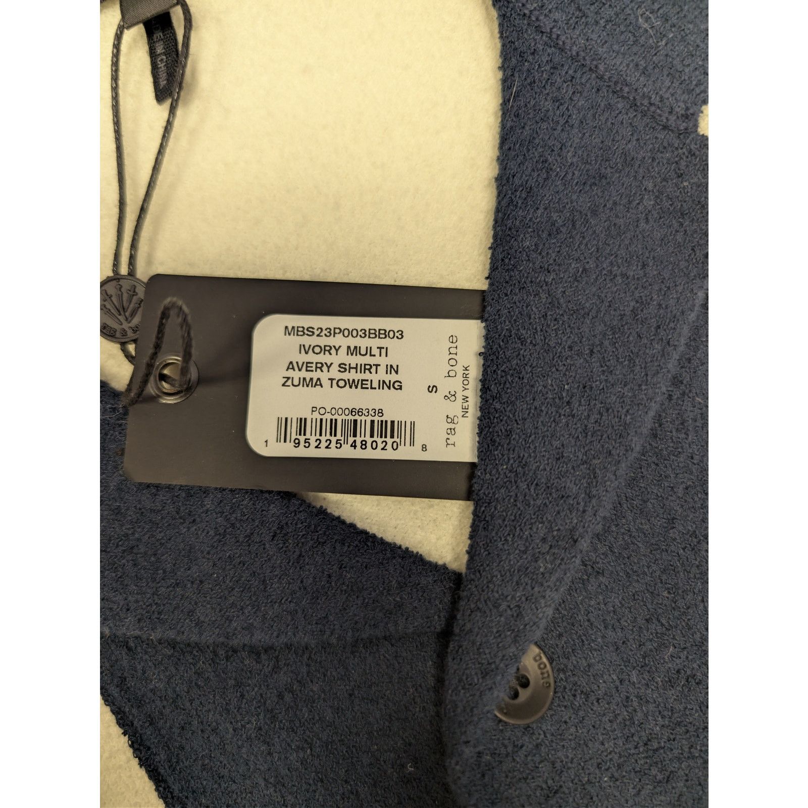 Rag & Bone o1rshd1 CC20 Avery Shirt in Zuma Toweling in Ivory Size US S / EU 44-46 / 1 - 20 Thumbnail