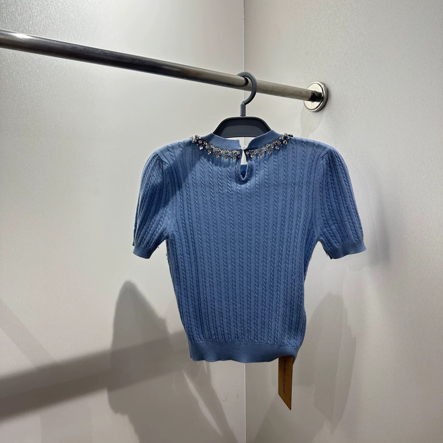 Miu Miu MIU MIU may389 women's cashmere short-sleeve neck crystal Size XXS / US 00 / IT 34 - 2 Thumbnail