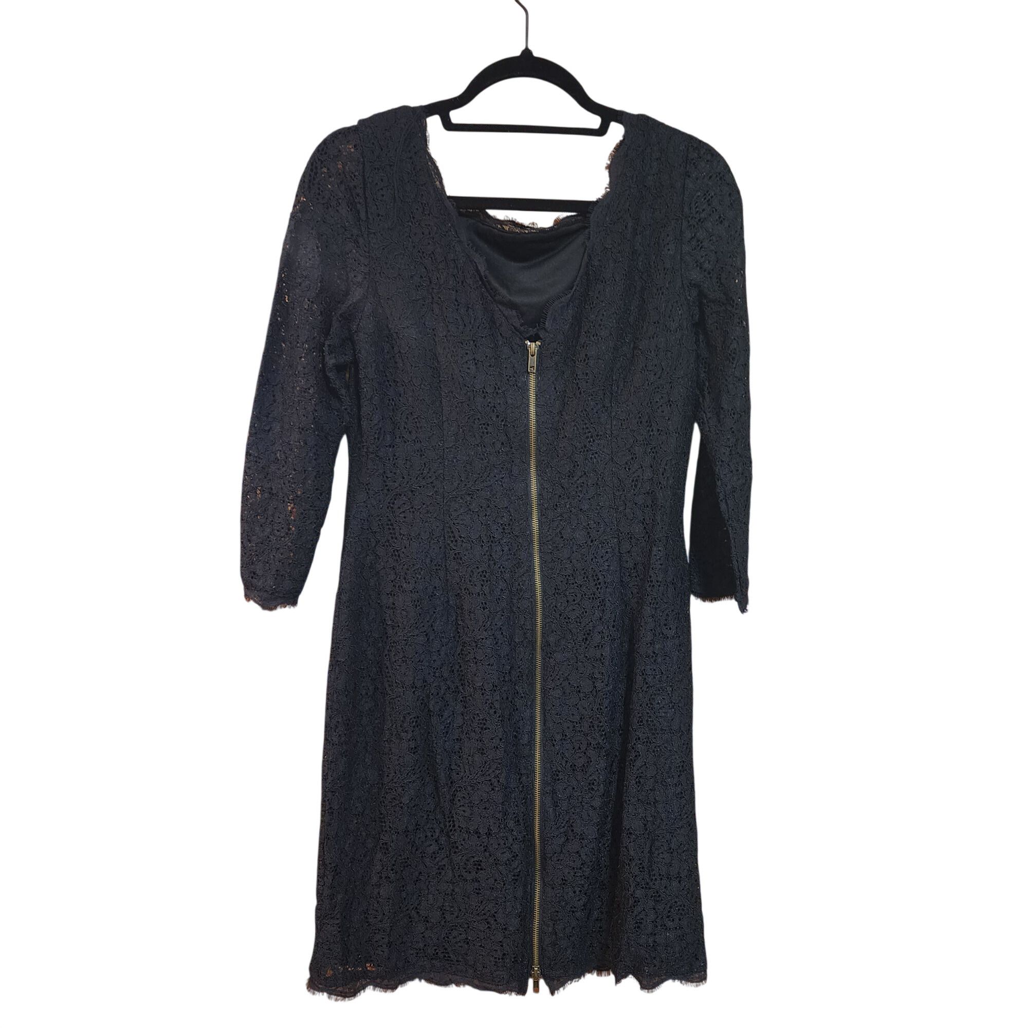 Adrianna Papell Adrianna Papell black lace cocktail dress with 3/4 length sl Size M / US 6-8 / IT 42-44 - 2 Thumbnail