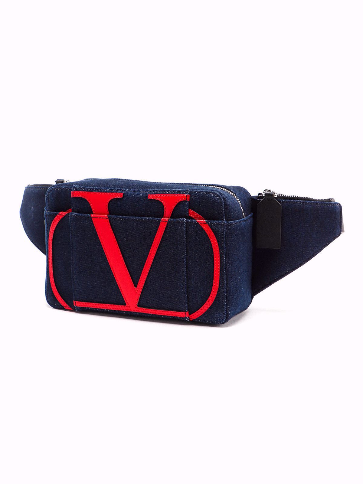 Valentino VALENTINO Garavani Vlogo blue red denim & leather belt bag Size ONE SIZE - 1 Thumbnail
