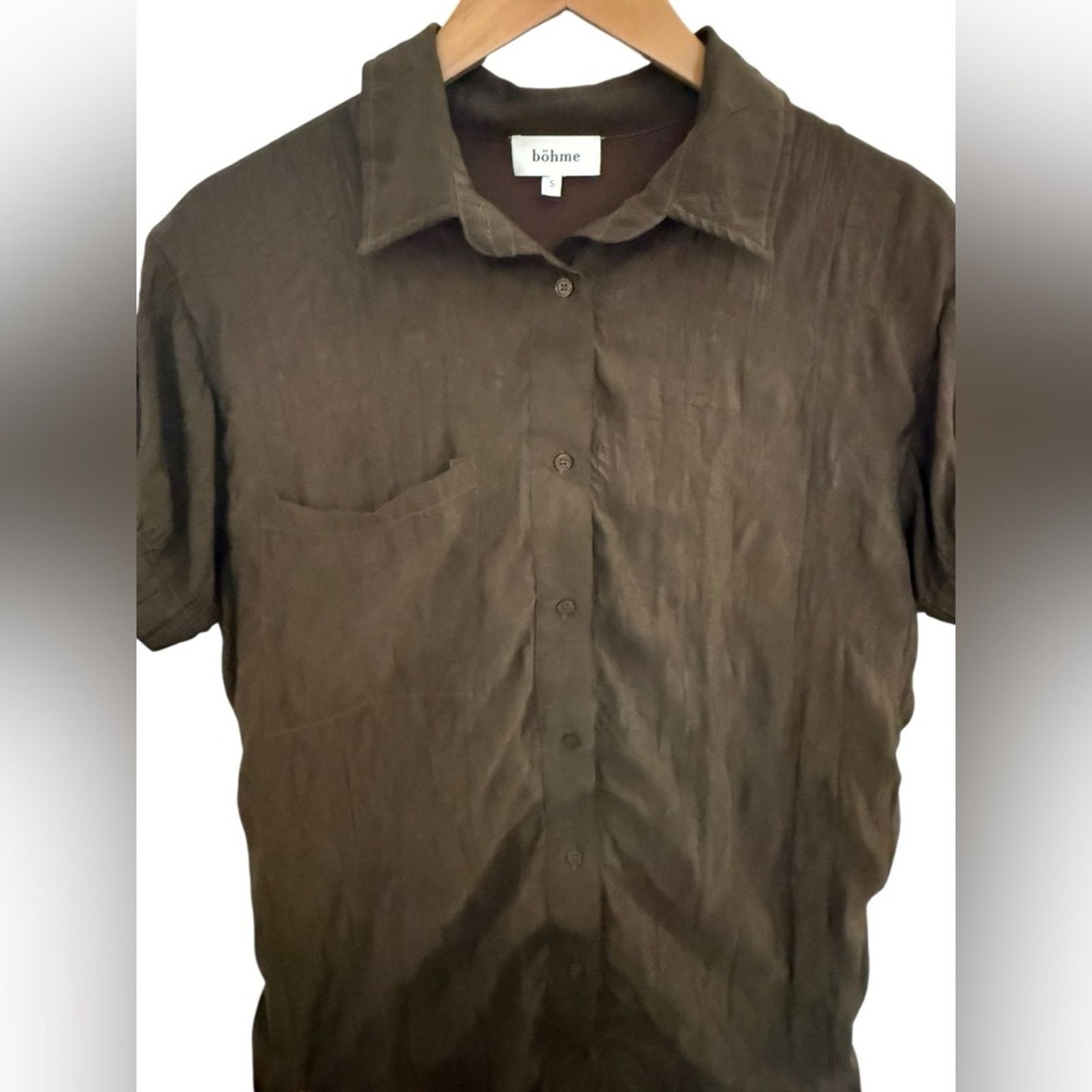 Other Böhme Button Front Shirt Dress Brown Short Sleeve Lined S Size S / US 4 / IT 40 - 3 Thumbnail