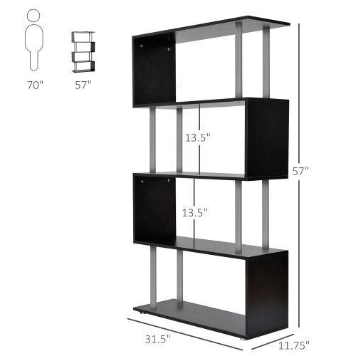 Designer × Homemade Modern S-Shaped 5 Tier Room Dividing Bookcase Wooden Storage Size US L / EU 52-54 / 3 - 2 Thumbnail