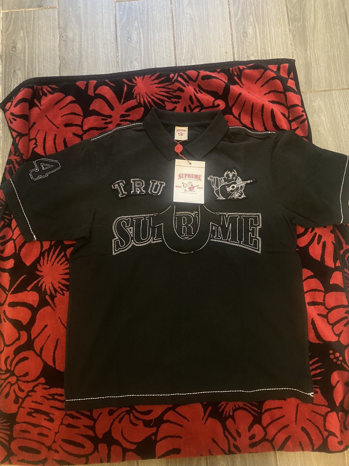 Supreme True Religion Applique Polo Black Medium