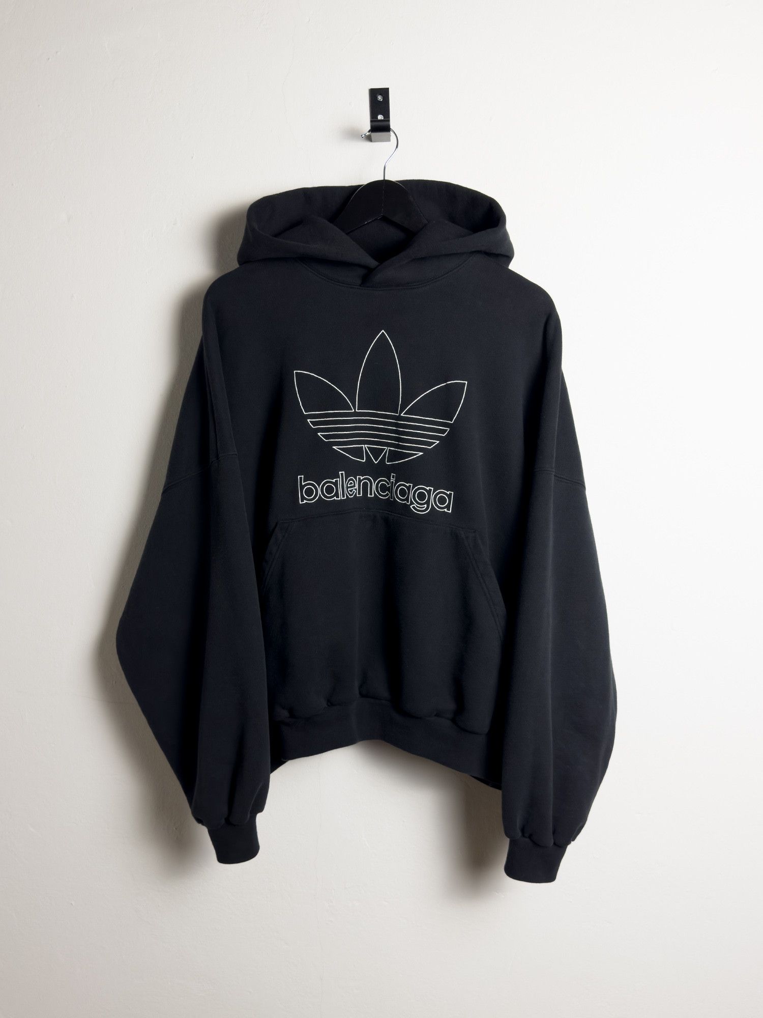 image of Balenciaga X Adidas Oversized Logo Hoodie in Black, Men's (Size Small)