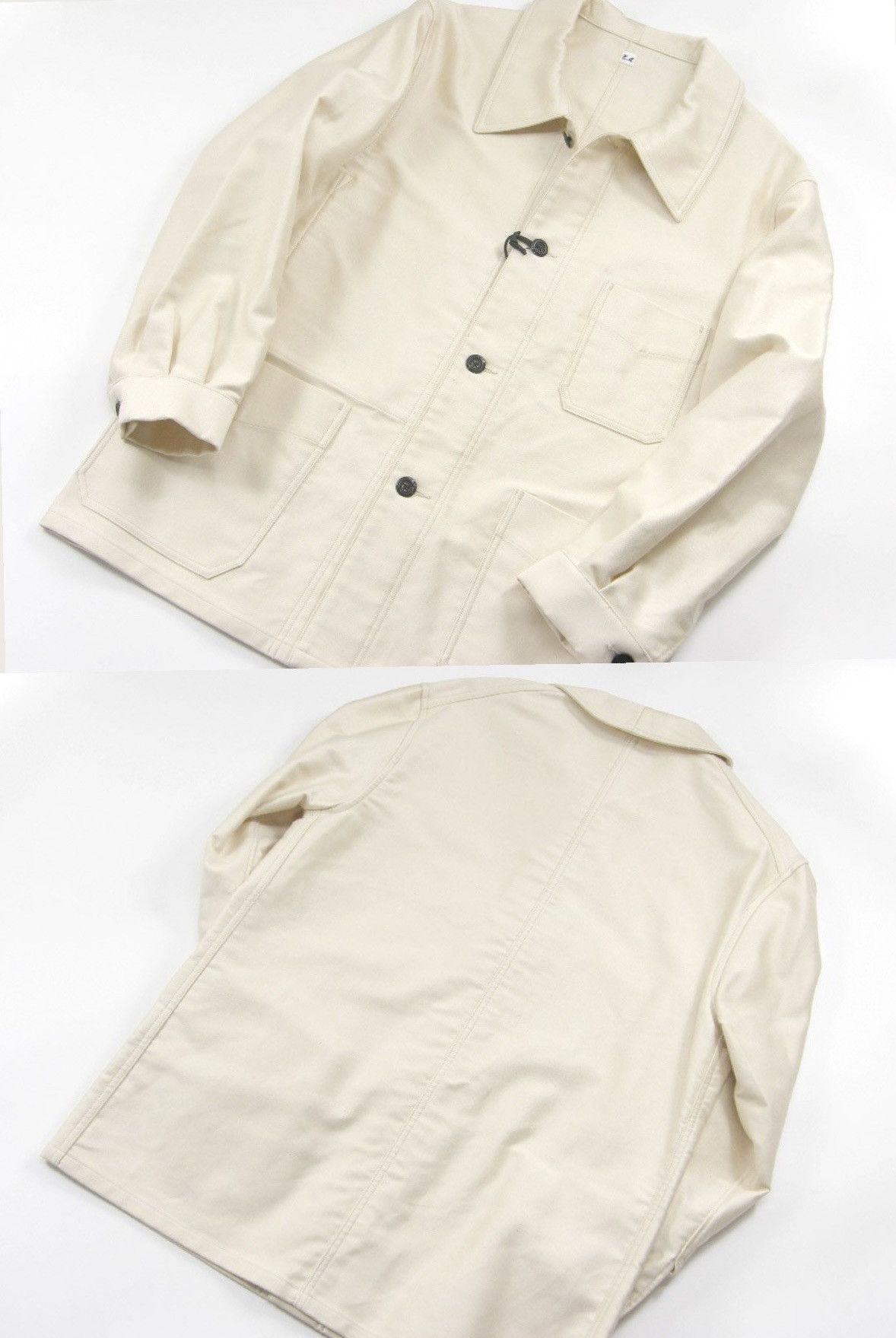 Japanese Brand Ets Matériaux French Moleskin Ivory Chore coat work jacket Size US L / EU 52-54 / 3 - 1 Thumbnail