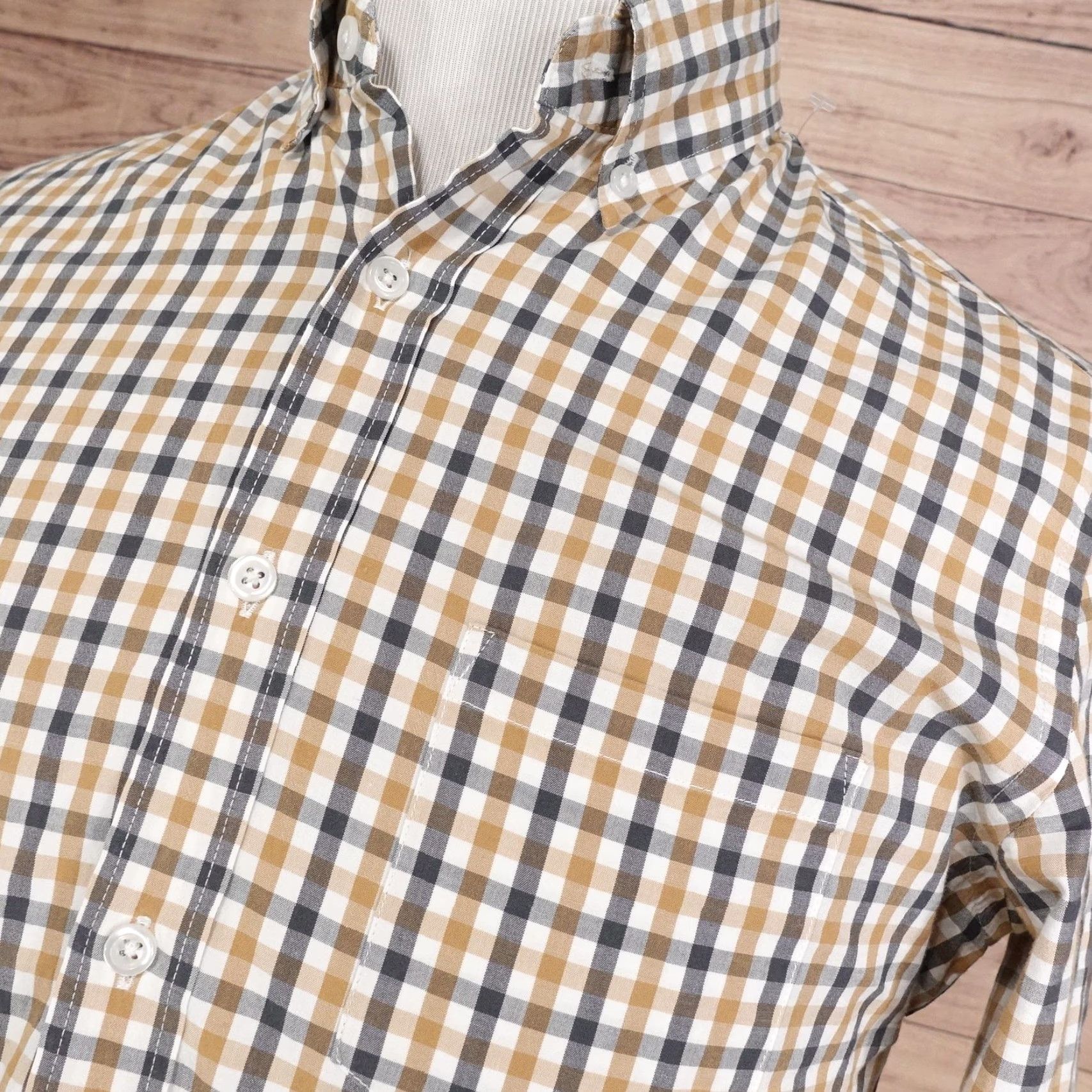 J.Crew J.CREW Shirt Mens M Beige Check Long Sleeve Button-Up Slim Untucked Flex Washed Size US M / EU 48-50 / 2 - 2 Thumbnail