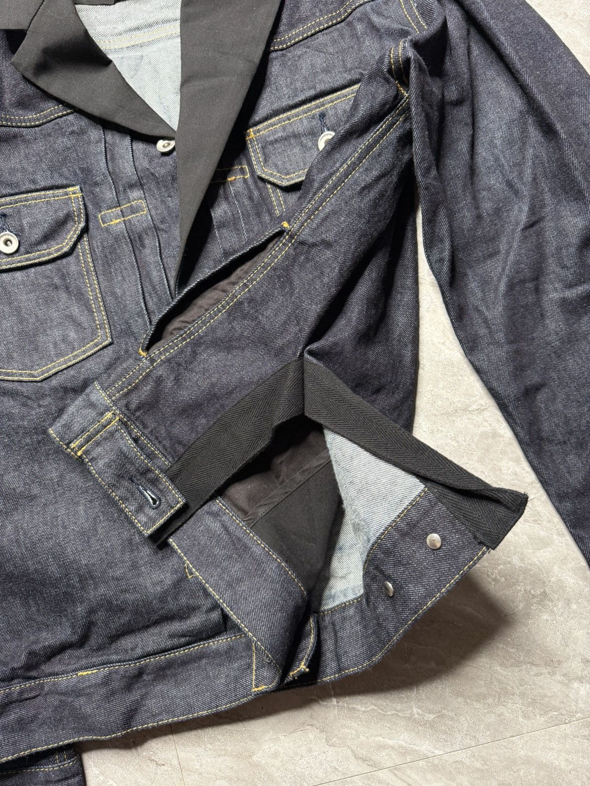 Sacai Twill-Trimmed Crinkled-Denim Jacket Size US S / EU 44-46 / 1 - 10 Thumbnail