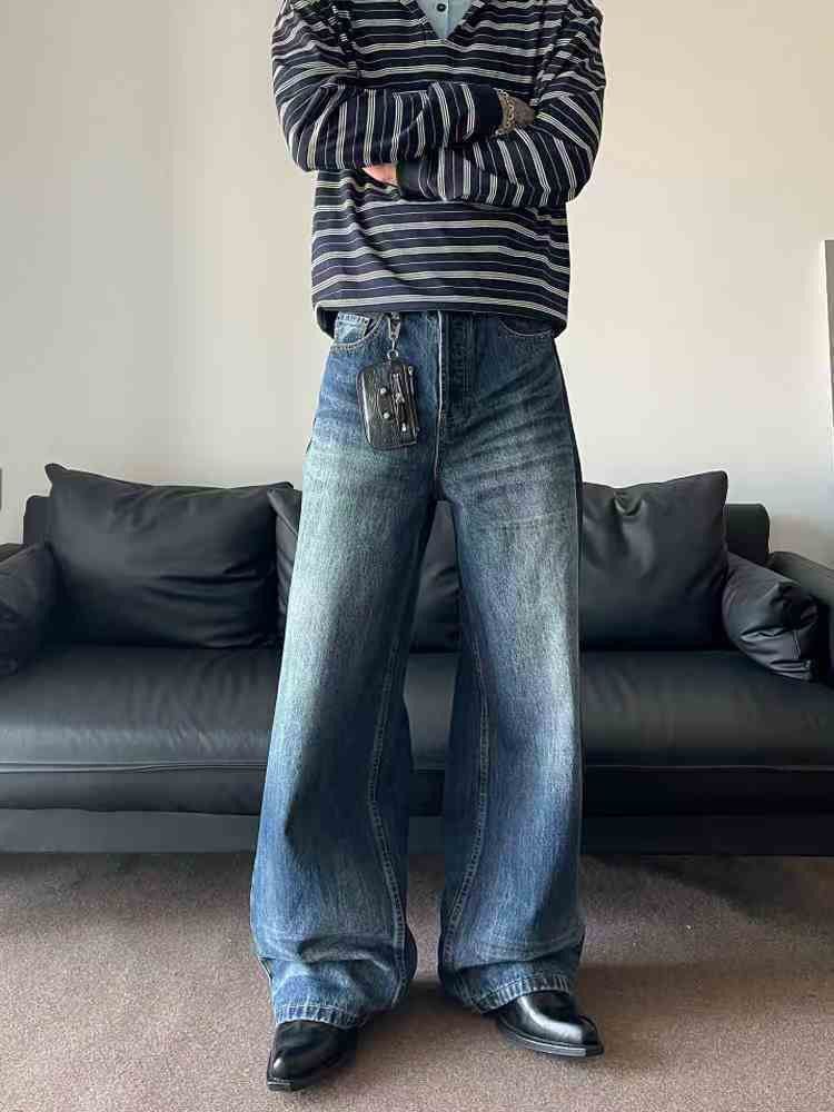 Japanese Brand × Jean Blue casual vintage washed straight jeans Size US 32 / EU 48 - 1 Thumbnail