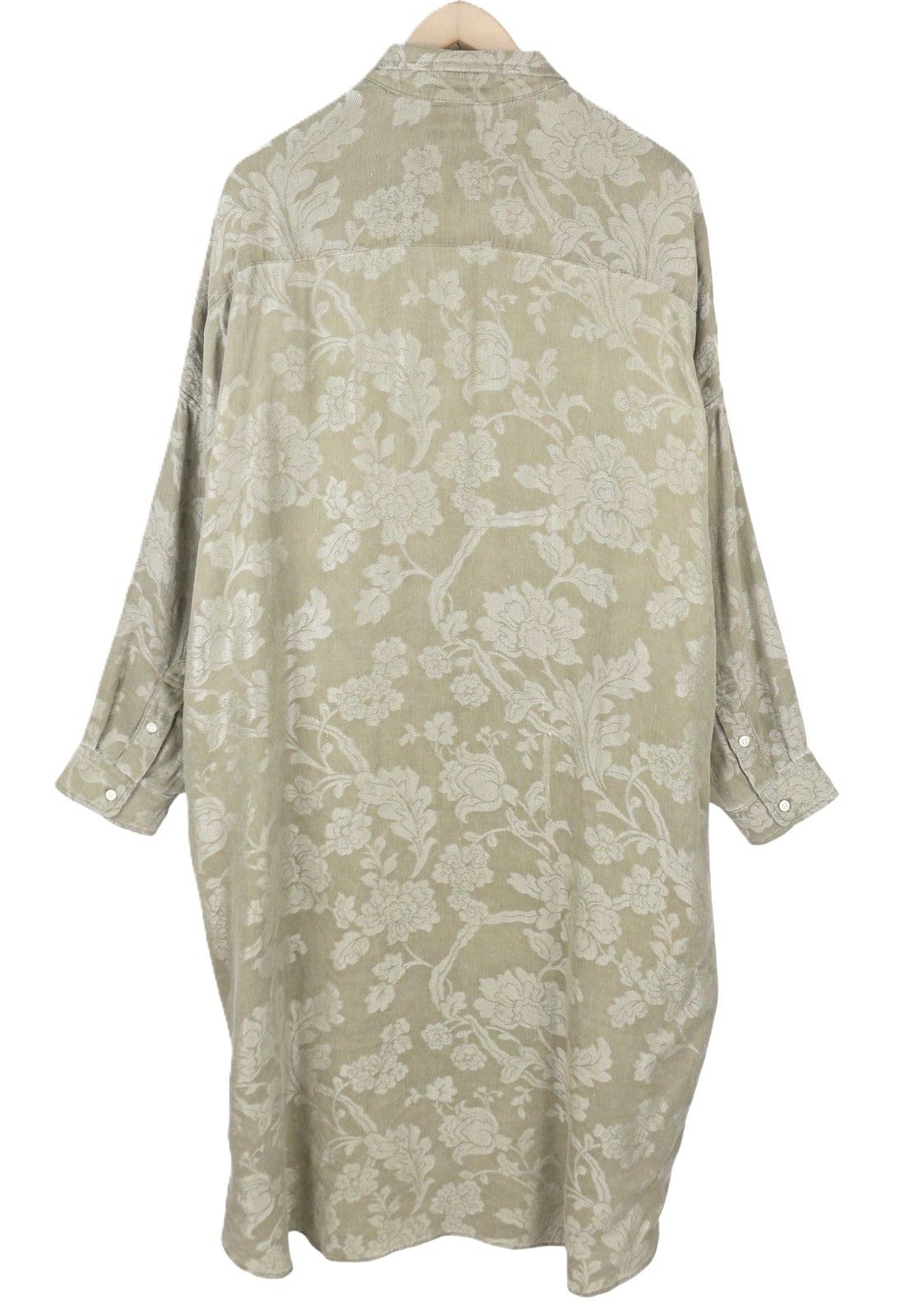 R13 JUMBO SHIRTDRESS M/L Olive Floral Linen PS26 Dress 88824 Size M / US 6-8 / IT 42-44 - 7 Thumbnail