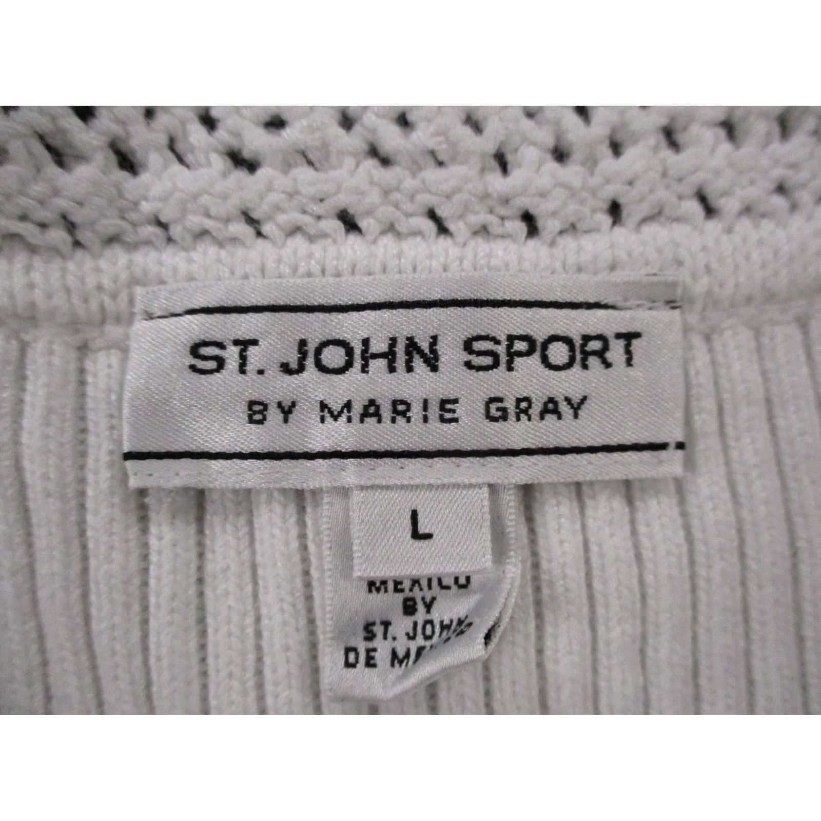 Vintage ST. John Sport Sweater Womens L White Rayon Lace Ribbed Pullover Size L / US 10 / IT 46 - 6 Thumbnail