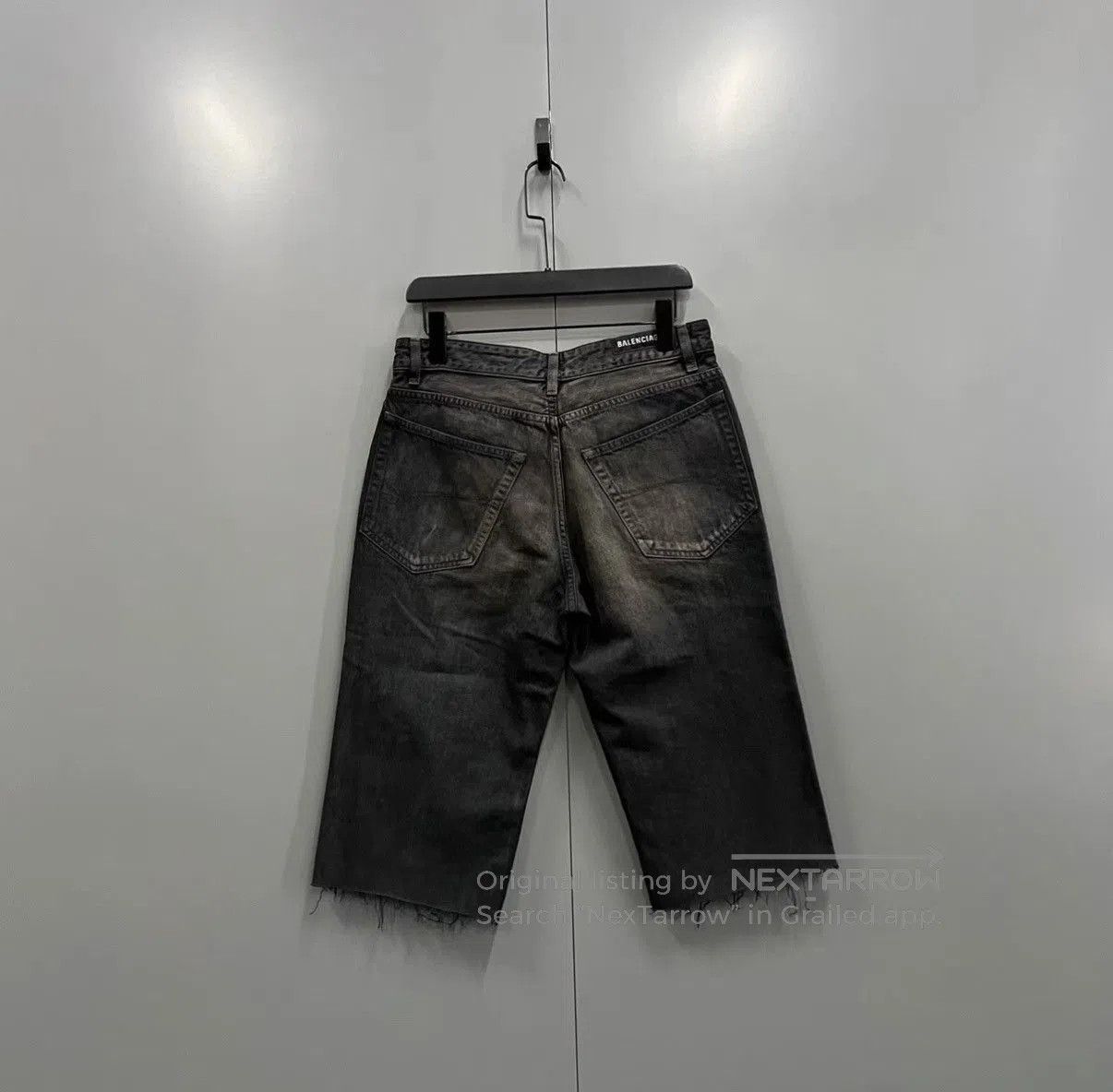 Balenciaga Gray Denim Shorts with Frayed Hem Size 34. Size US 34 / EU 50 - 2 Thumbnail