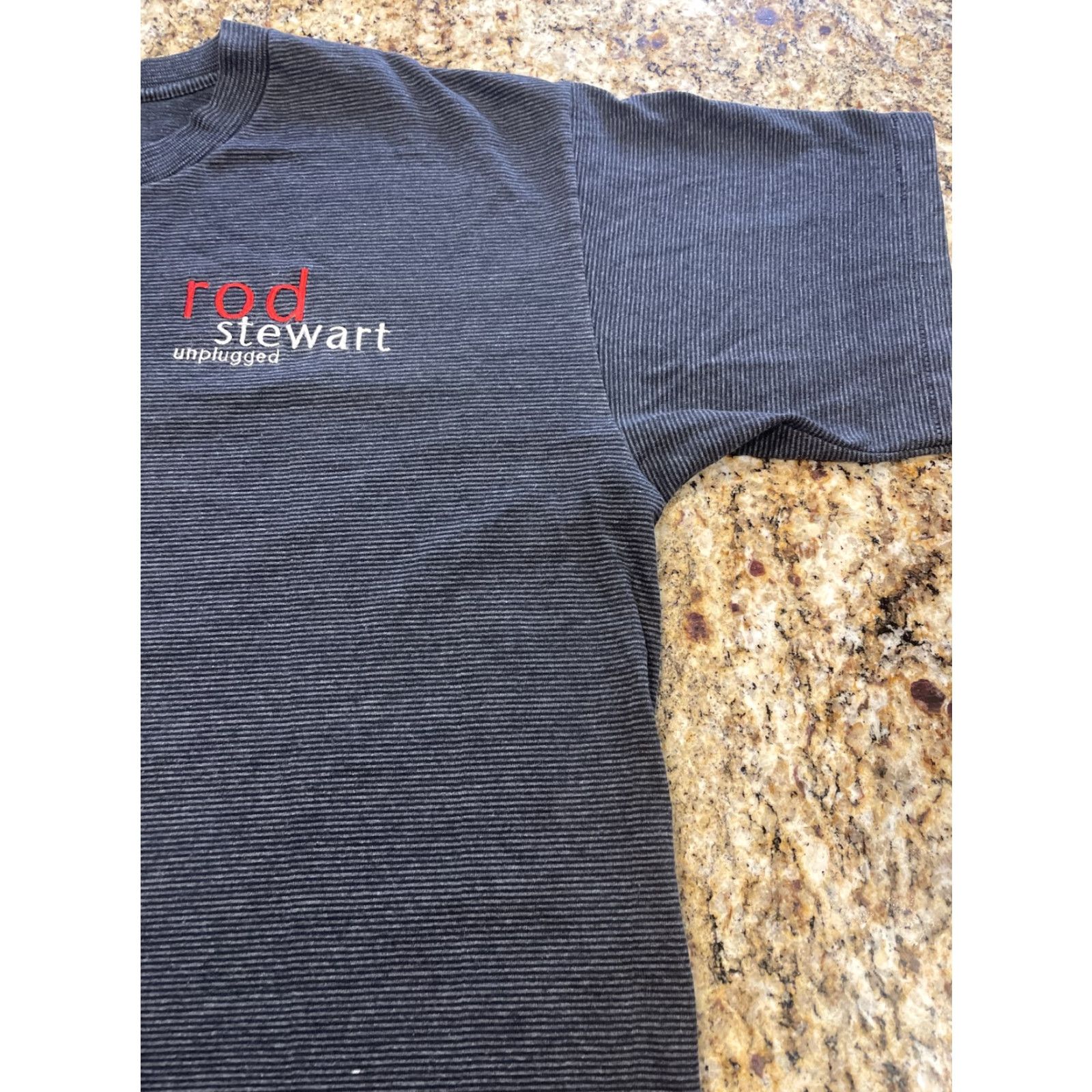 Vintage VINTAGE Rod Stewart Unplugged Striped T-Shirt XL Black Embroidered Single Stitch 80s Mens Size US XL / EU 56 / 4 - 4 Thumbnail