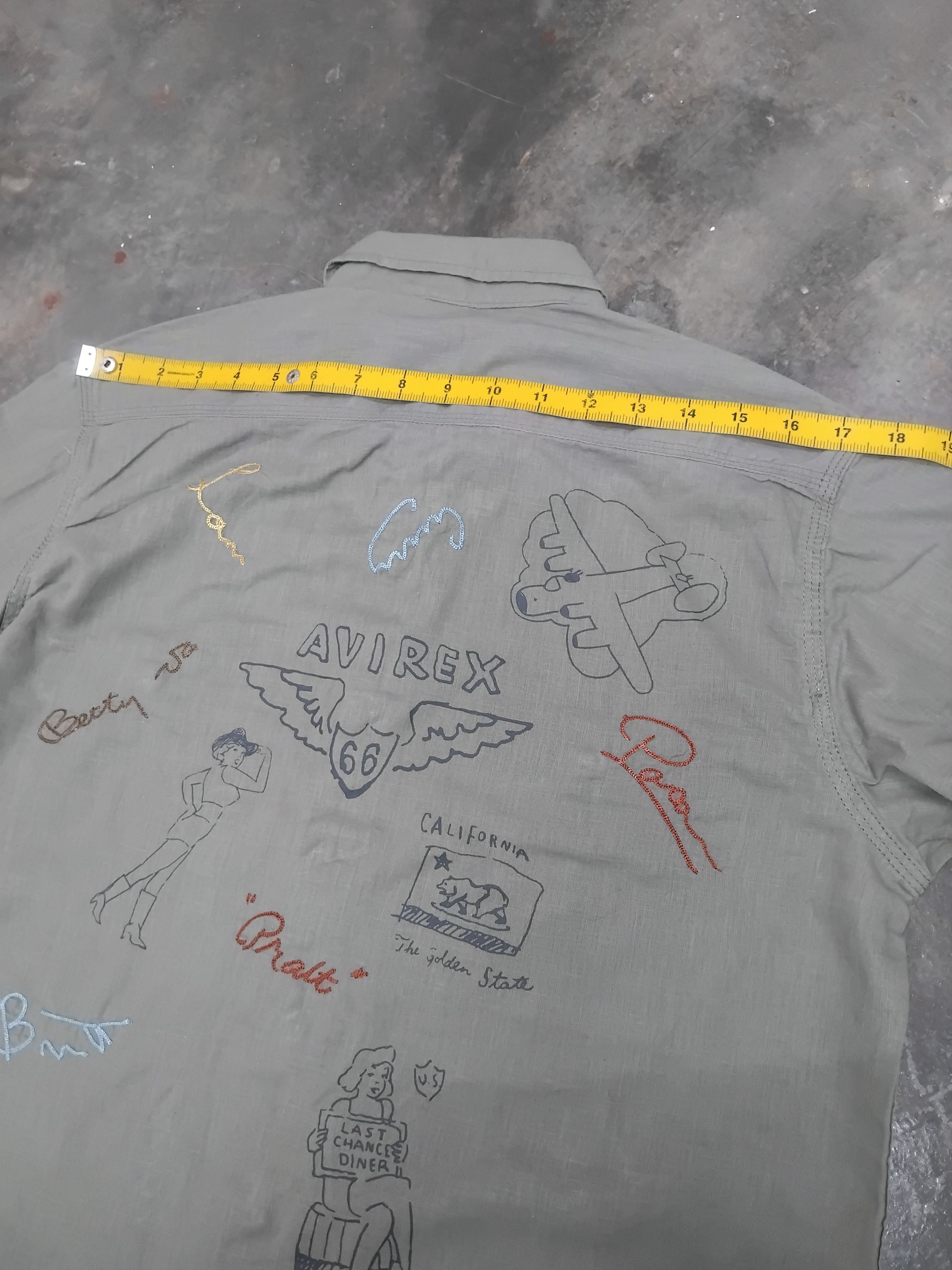 Avirex 💥Avirex art sketch green button ups shirt Size US M / EU 48-50 / 2 - 11 Thumbnail