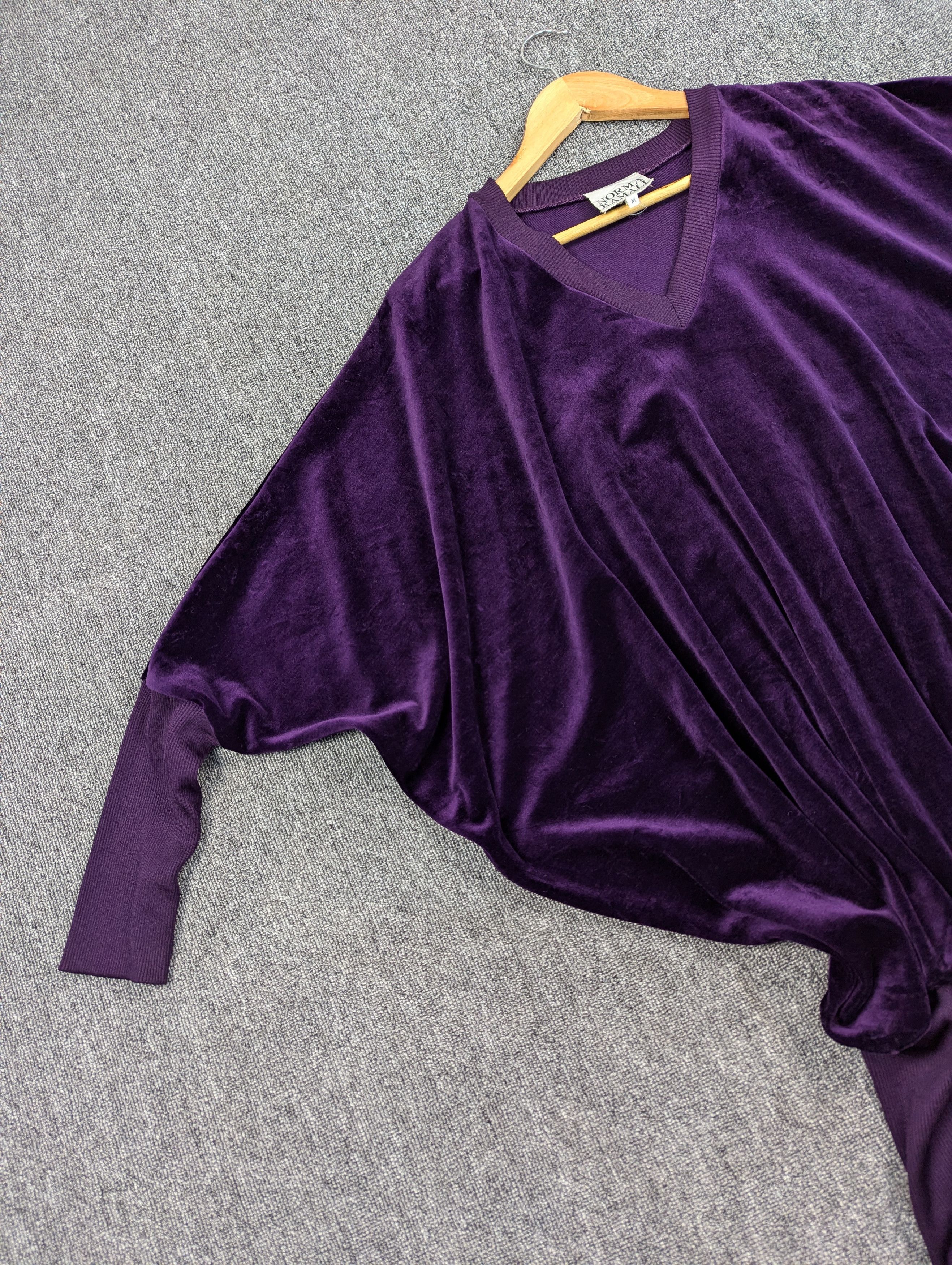 Norma Kamali Vintage Norma Kamali Purple Velvet Batwing Sweater Size M / US 6-8 / IT 42-44 - 8 Thumbnail