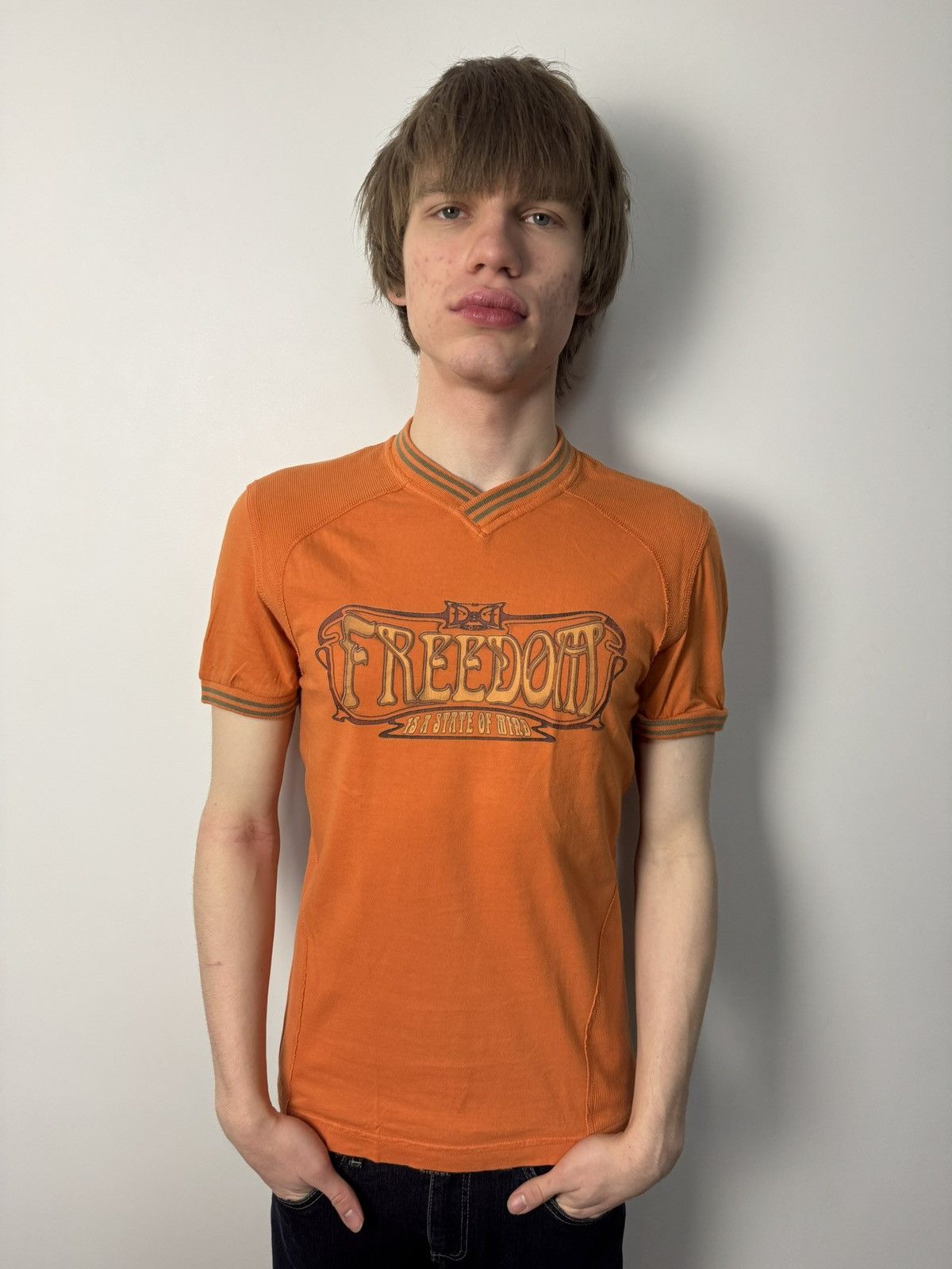 Dolce & Gabbana Archive Dolce & Gabbana D&G Freedom Graphic Tee Orange Y2K Size US L / EU 52-54 / 3 - 2 Thumbnail