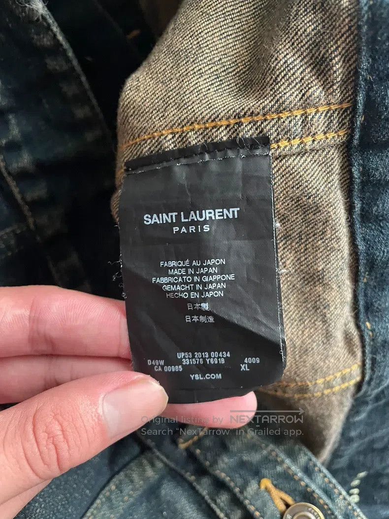 Saint Laurent Paris Saint Laurent Paris Crystal Fox Destroyed Denim Jacket Size US XL / EU 56 / 4 - 6 Thumbnail