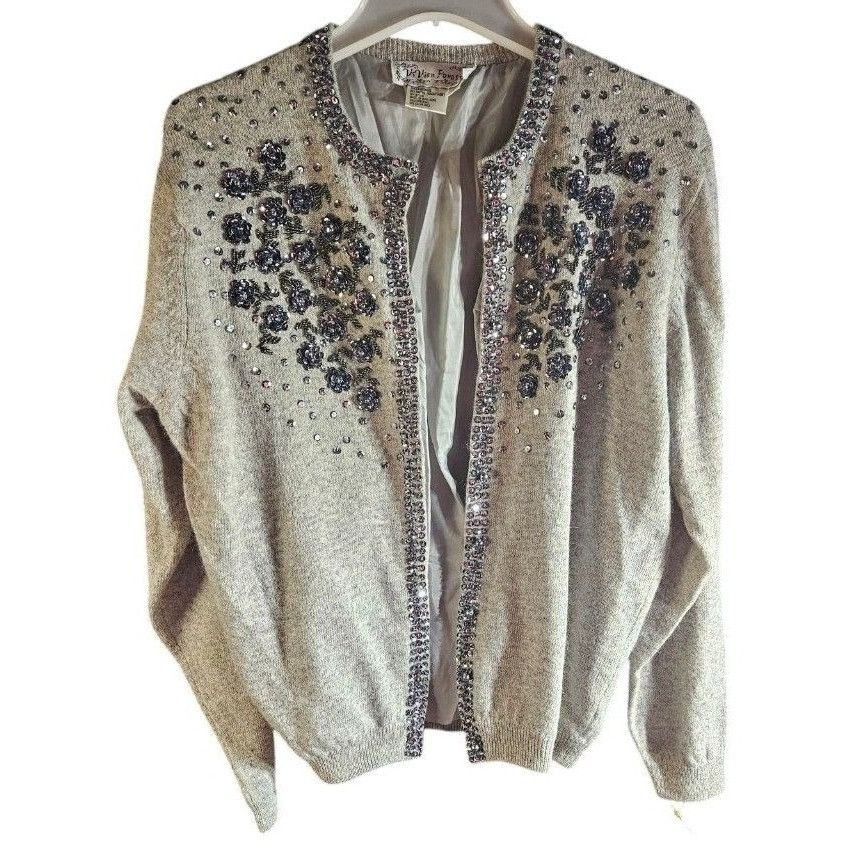Vintage Vivien Forest Vintage Rabbit Wool Cardigan Sweater Floral Be Size S / US 4 / IT 40 - 2 Thumbnail