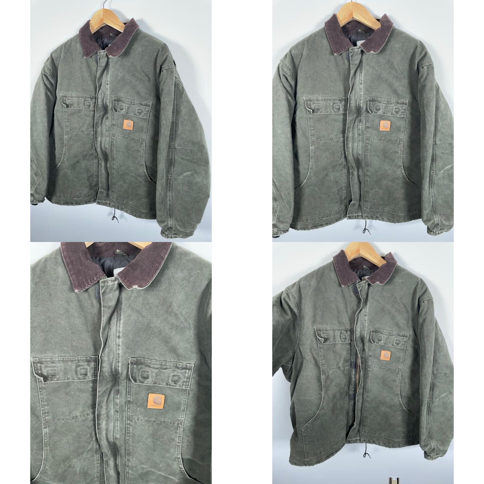 Carhartt VINTAGE Carhartt C26 Duck Canvas Jacket Mens 2XL Moss Green Quilted Lining Faded Bomber Jacket Casual Workwear 90s Grunge Retro Mens Size US XXL / EU 58 / 5 - 10 Thumbnail