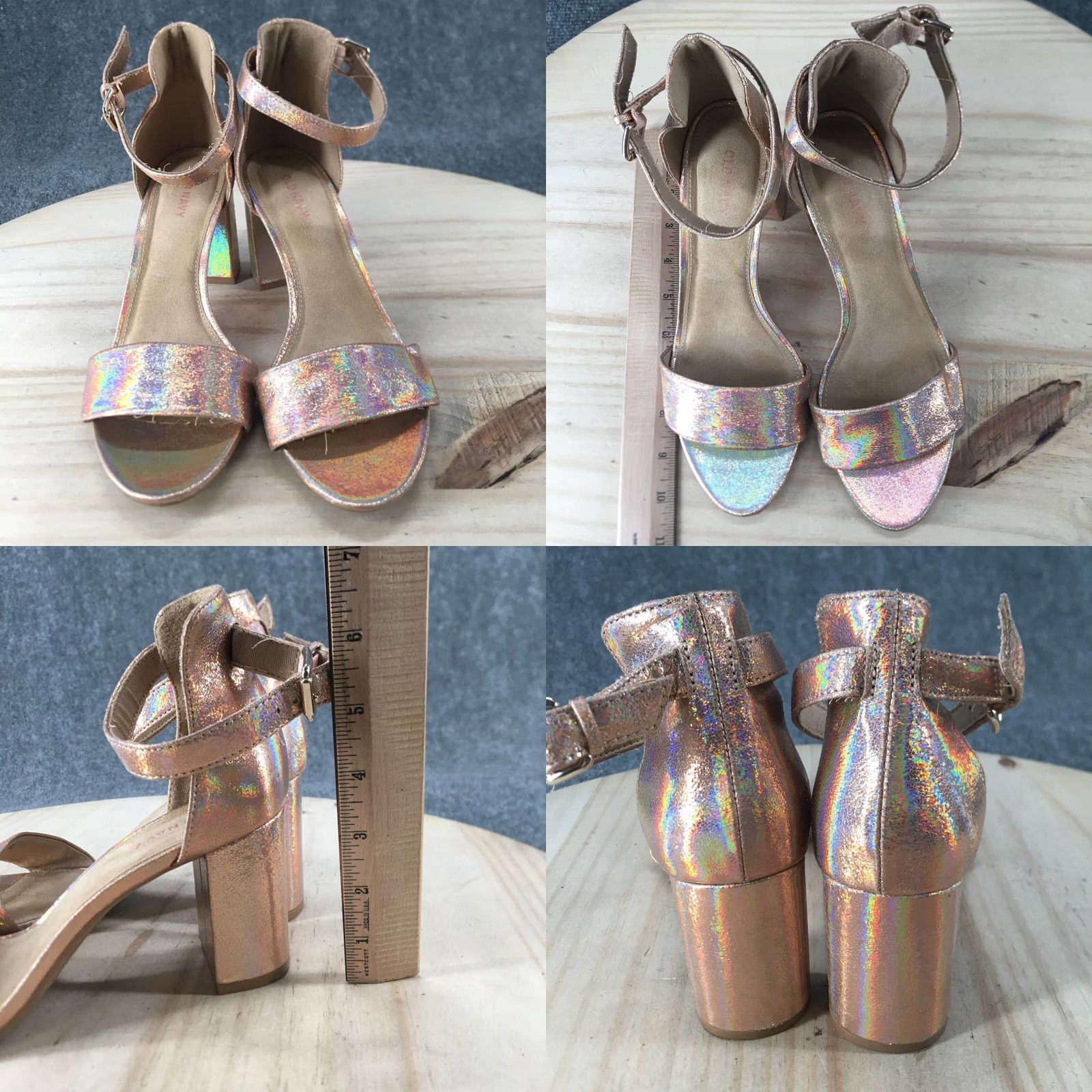 Old Navy Old Navy Sandal Womens 8 Rose Gold Ankle Strap Multicolor Block Heels Casual Size US 8 / IT 38 - 8 Thumbnail