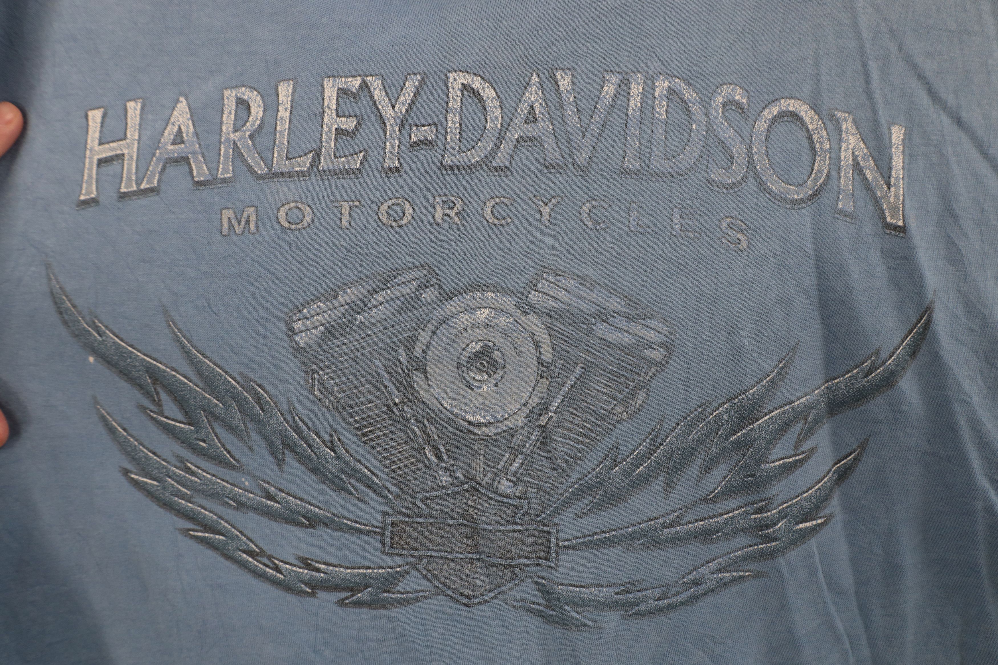 Harley Davidson Vintage 90s Harley Davidson Eagle Tribal T-Shirt Blue USA Size US XL / EU 56 / 4 - 4 Thumbnail