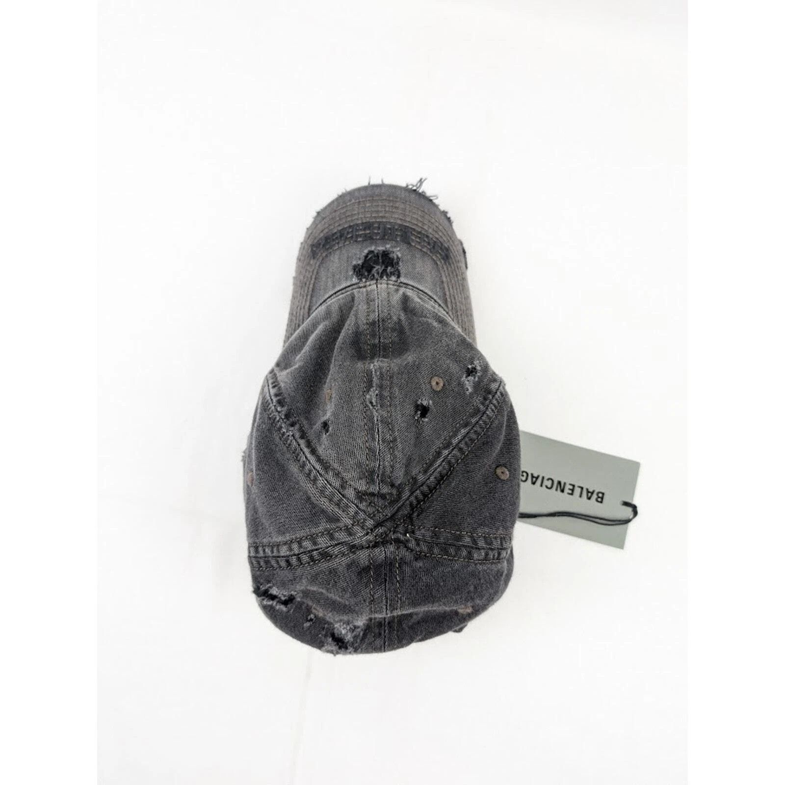 Balenciaga o1rshd1 Q:3 / Distressed Logo Cap / Hat in Charcoal Size ONE SIZE - 11 Thumbnail