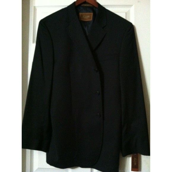 TASSO ELBA MENS NEW NAVY 100%WOOL SPORT COAT BLAZER SIZE: L