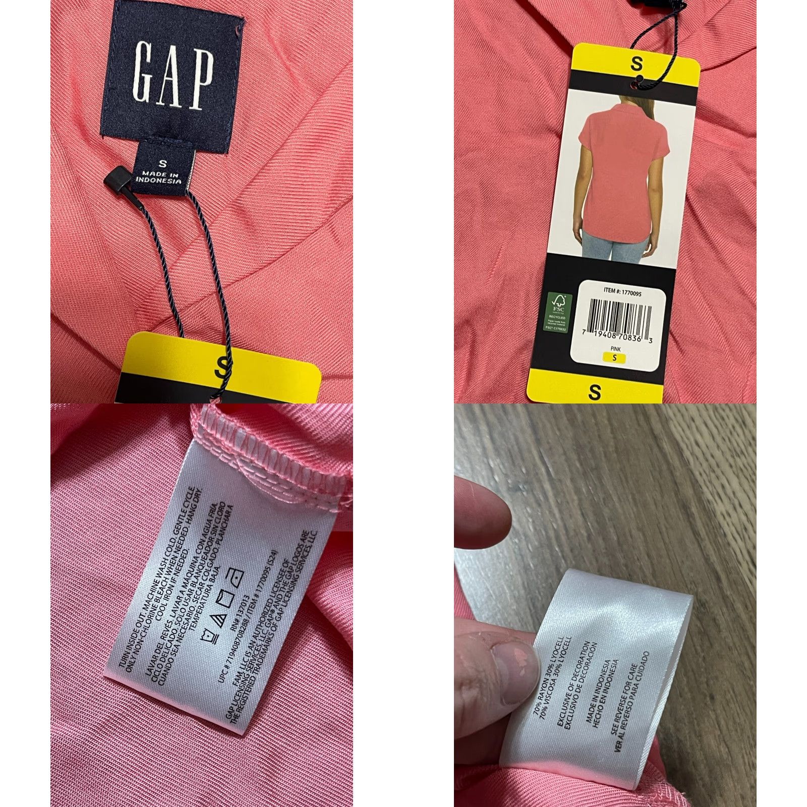 Gap Gap Shirt Women's Size Small Pink Polo Shirt V-neck NWT Size S / US 4 / IT 40 - 8 Thumbnail