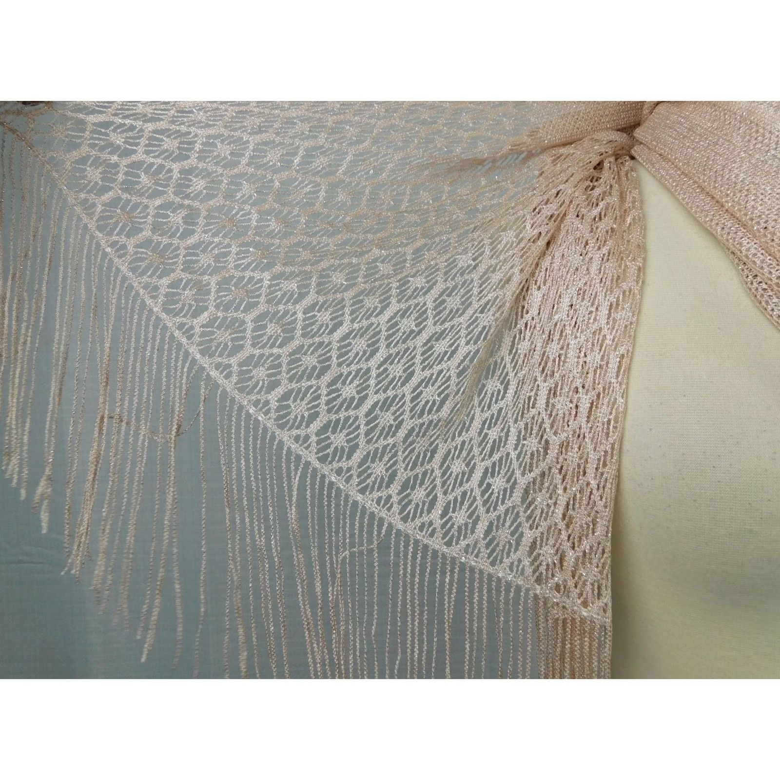 Betsey Johnson Betsey Johnson Blue Pink Metallic Crochet Fringe Wrap Scarf Shawl/Wrap Women Size ONE SIZE - 2 Thumbnail