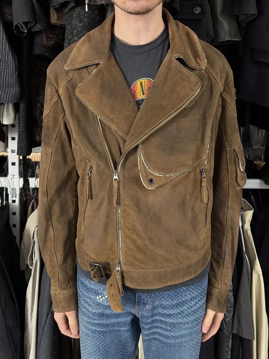 Armani 2000s Armani Beige Suede Leather Perfecto Jacket Size US M / EU 48-50 / 2 - 4 Thumbnail