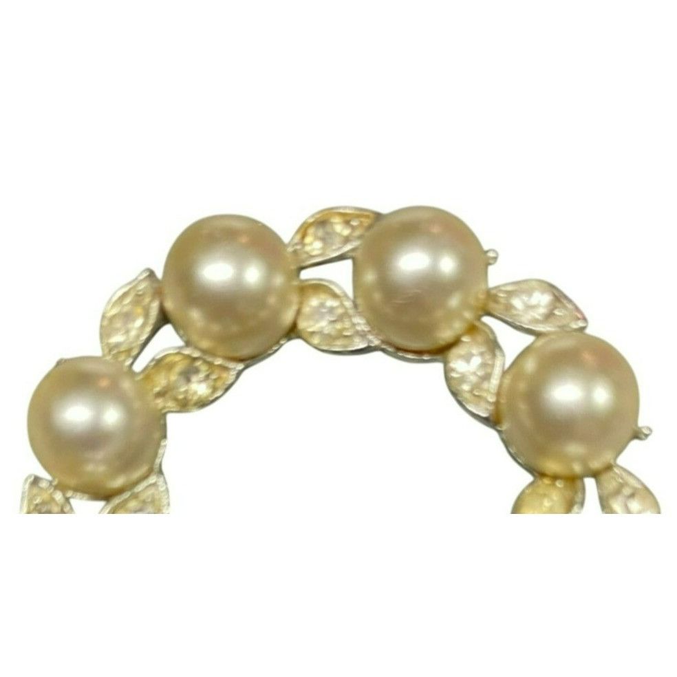 Other Vintage Signed Lisner Faux Pearl & Rhinestone Circle Brooch Size ONE SIZE - 2 Thumbnail