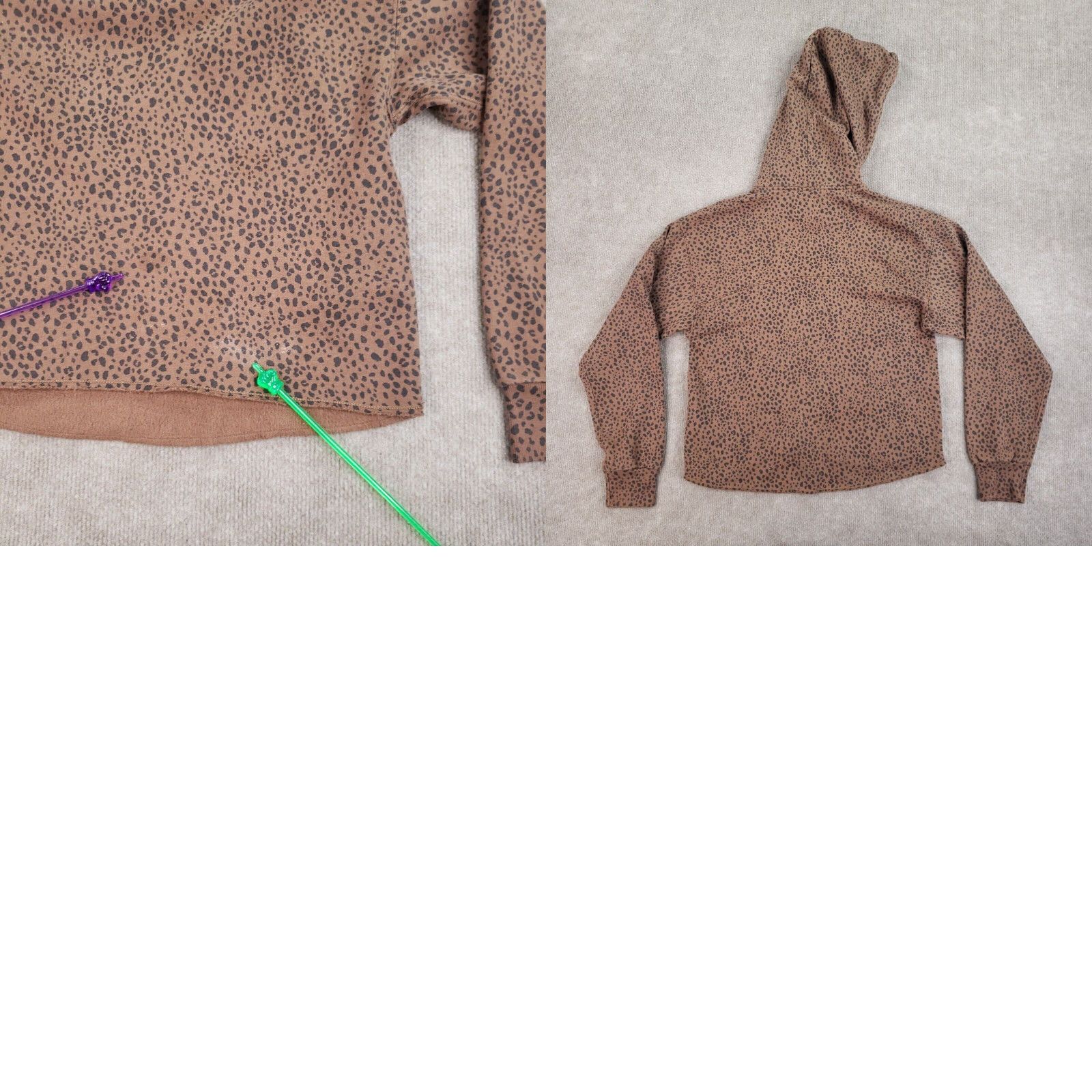 Abercrombie & Fitch Abercrombie & Fitch Hoodie Womens XXS Brown Animal Print Pullover Sweatshirt Long Sleeve Pullover Hooded Casual Shirt/Top Size XXS / US 00 / IT 34 - 8 Thumbnail