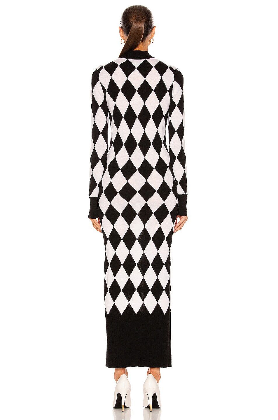 Casablanca o1mle0325 Diamond Column Dress in Black & White Size XS / US 0-2 / IT 36-38 - 3 Thumbnail