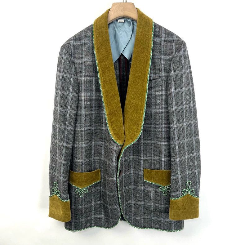 Gucci Gucci Check Pattern Blazer with Contrast Collar- DMC Size US M / EU 48-50 / 2 - 1 Thumbnail