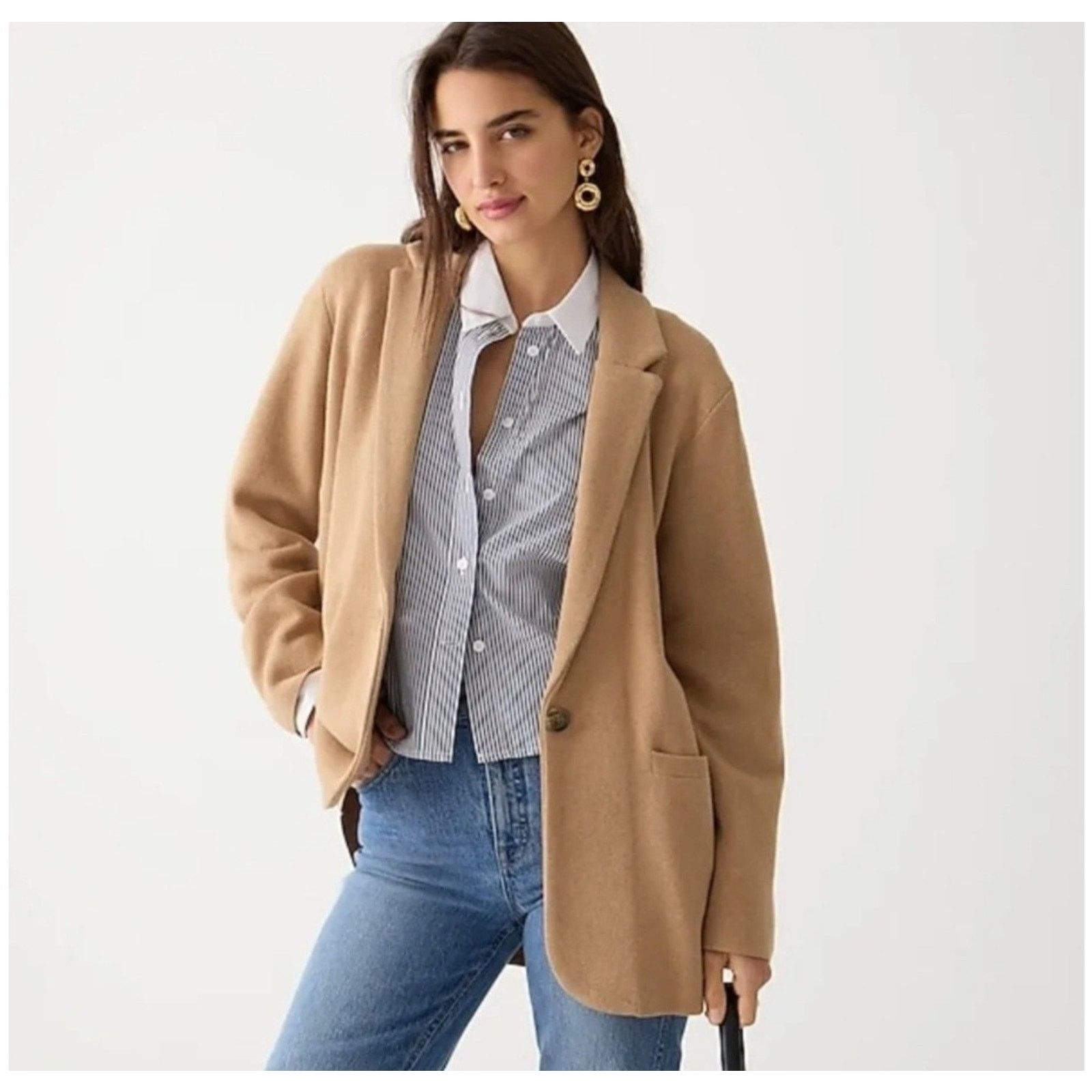 J.Crew J Crew Cecile Relaxed Knit Blazer One-Button Camel XL Size XL / US 12-14 / IT 48-50 - 1 Thumbnail