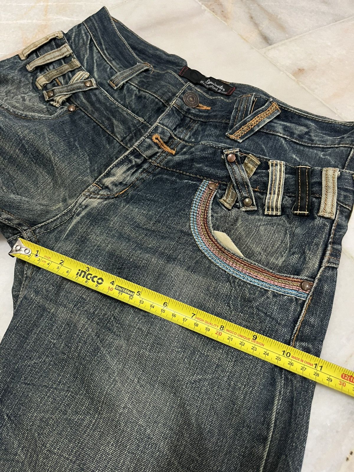 Japanese Brand DOUBLE WAIST DOMINATE HANDCRAFTED DISTRESED DENIM Size US 32 / EU 48 - 18 Thumbnail