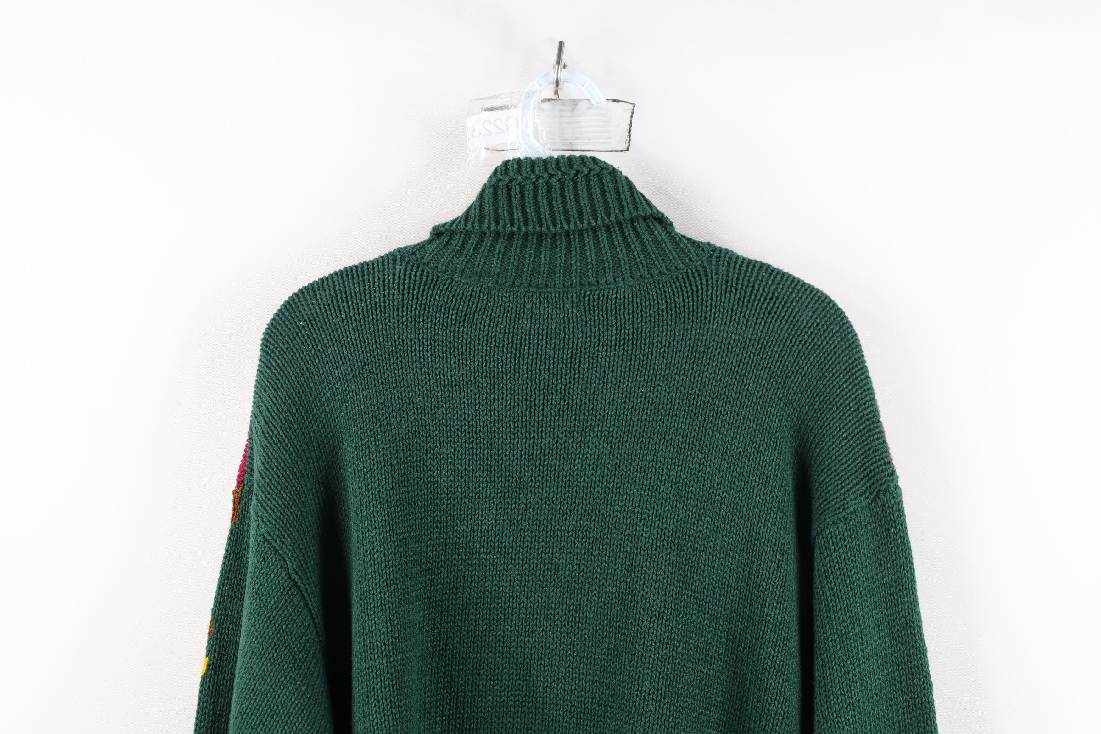 Vintage Vintage 90s Streetwear Nature Leaf Knit Turtleneck Sweater Size XL / US 12-14 / IT 48-50 - 14 Thumbnail