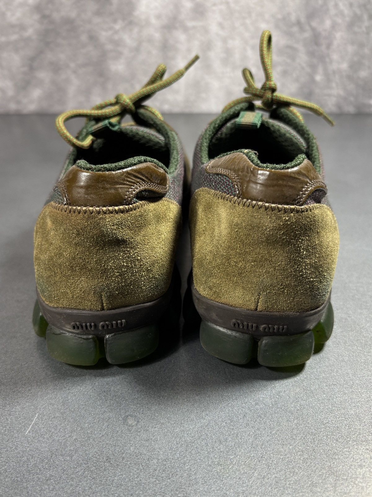 Miu Miu F/W 1999 Miu Miu Runway Sneakers Suede Square Toe Green Shoe Size US 7 / IT 37 - 15 Thumbnail