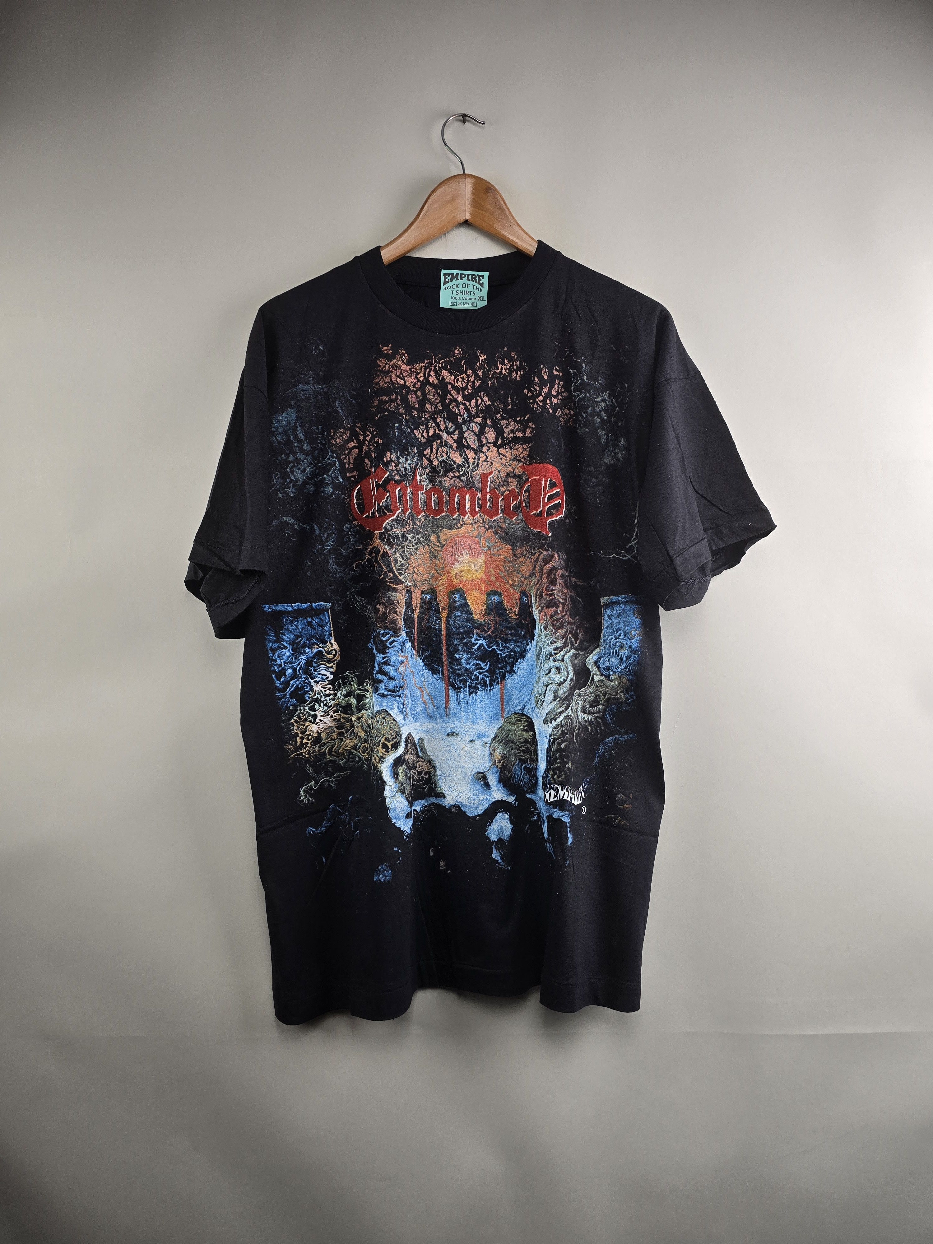 Band Tees × Vintage 90s Entombed Left hand path full print by Empire XL 23" 30" Size US XL / EU 56 / 4 - 1 Thumbnail