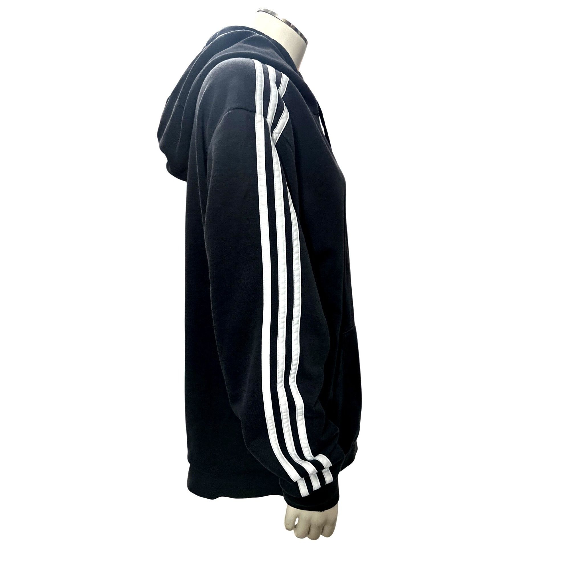 Adidas Adidas Black Hoodie White Stripes Kangaroo Pocket Drawstring Size US L / EU 52-54 / 3 - 7 Thumbnail