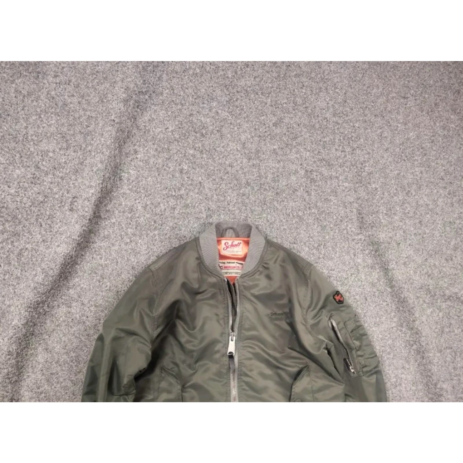 Schott VINTAGE SCHOTT NYC American College Bomber Jacket Military Green Men? Women? (Adapted: Since department is Women, treat as Women) Size L / US 10 / IT 46 - 2 Thumbnail