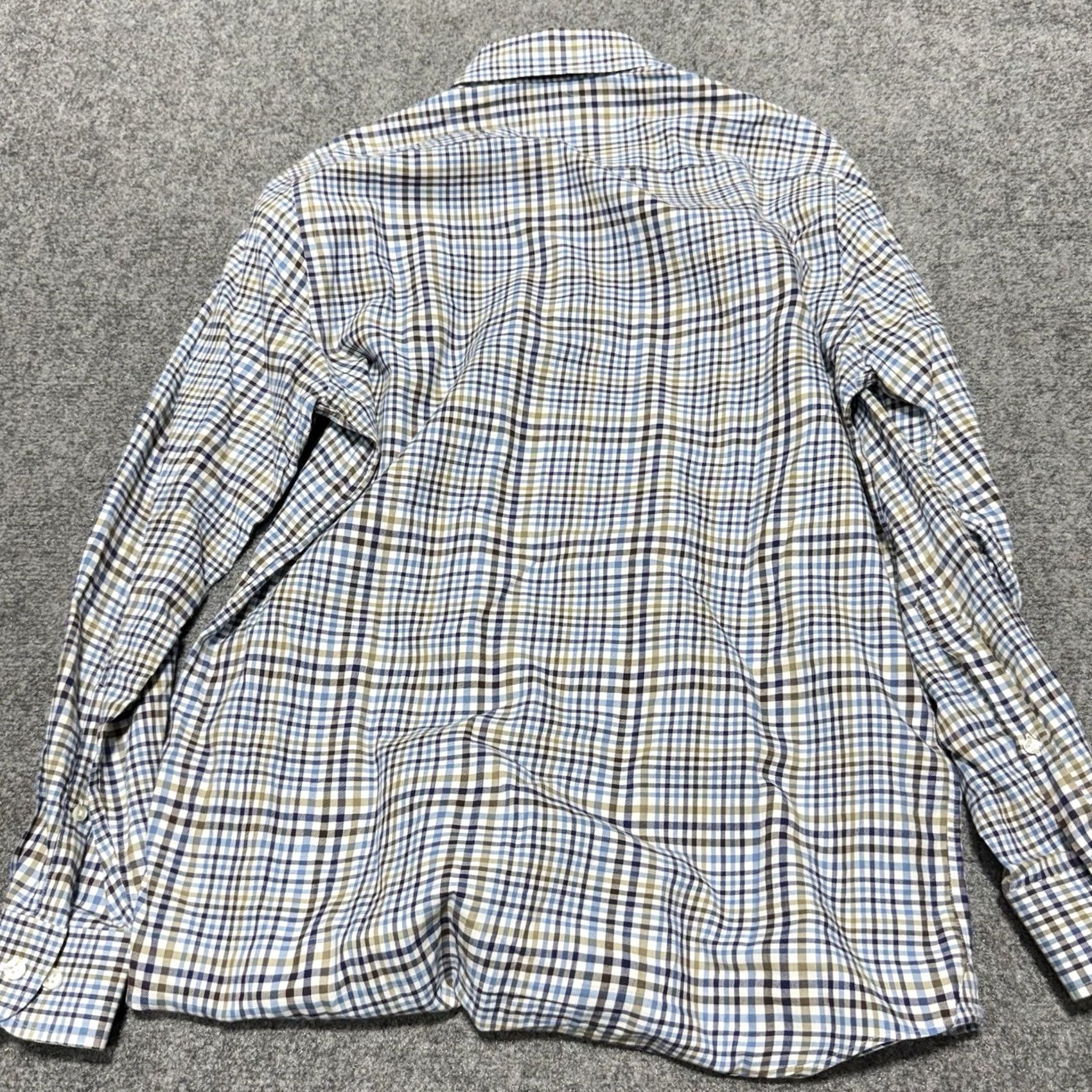 Paul Stuart Paul Stuart Dress Shirt Mens M Blue White Check Pocket Made in Italy Size 40R - 4 Thumbnail