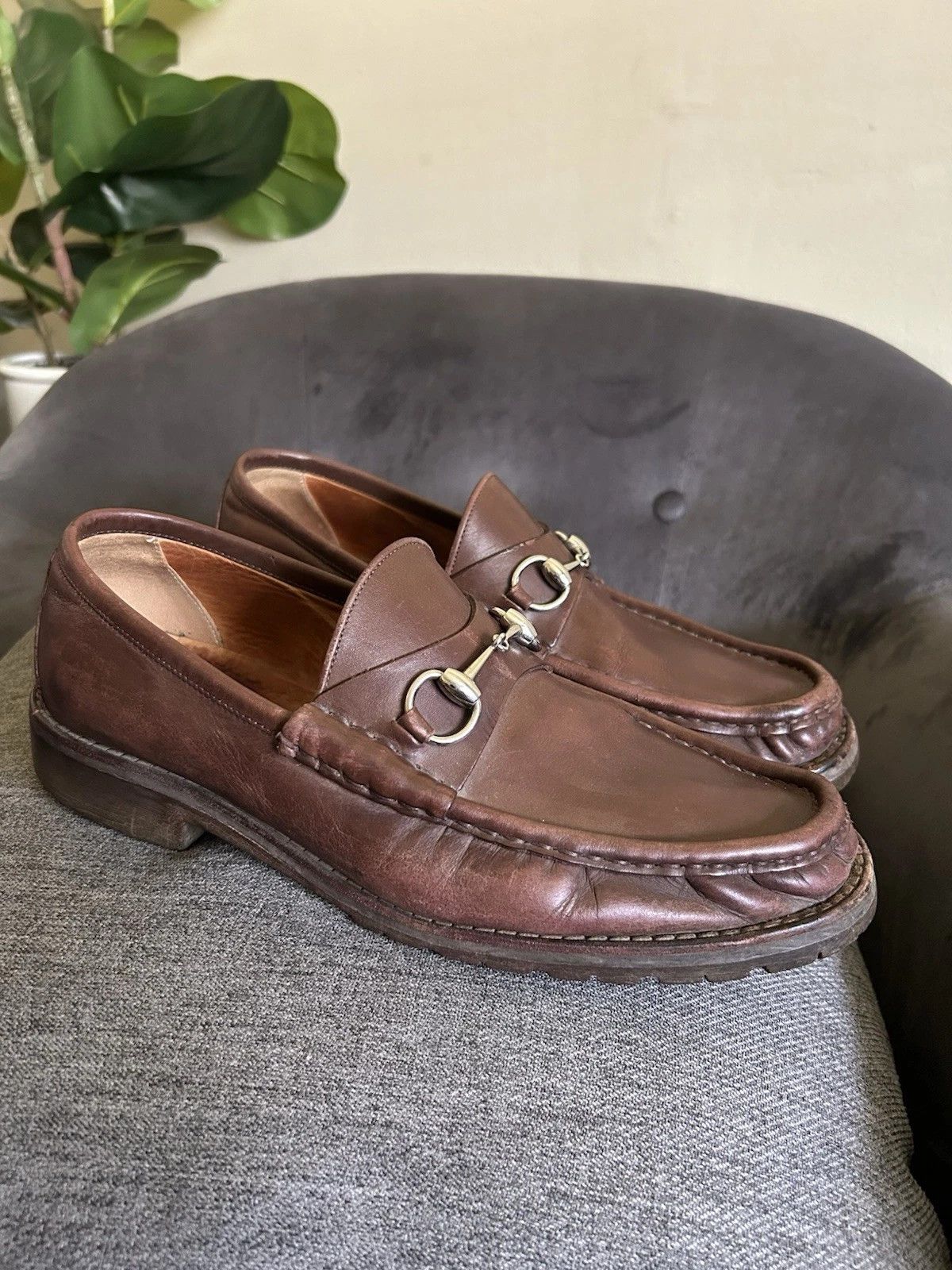 Gucci Gucci Horsebit Loafers Brown Leather 10 D Size US 10 / EU 43 - 1 Thumbnail